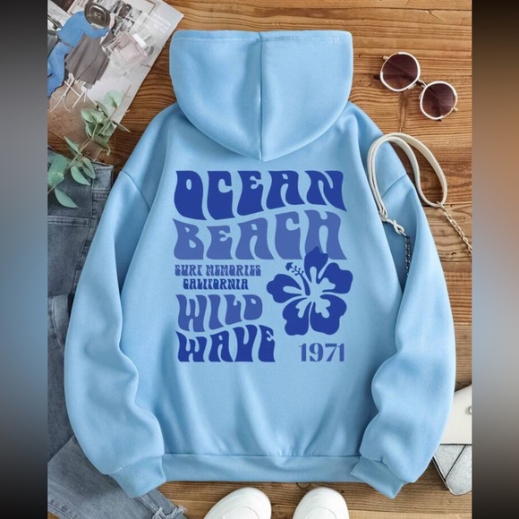 Floral & Slogan Graphic Drawstring Thermal Lined Hoodie - Picture 1 of 4
